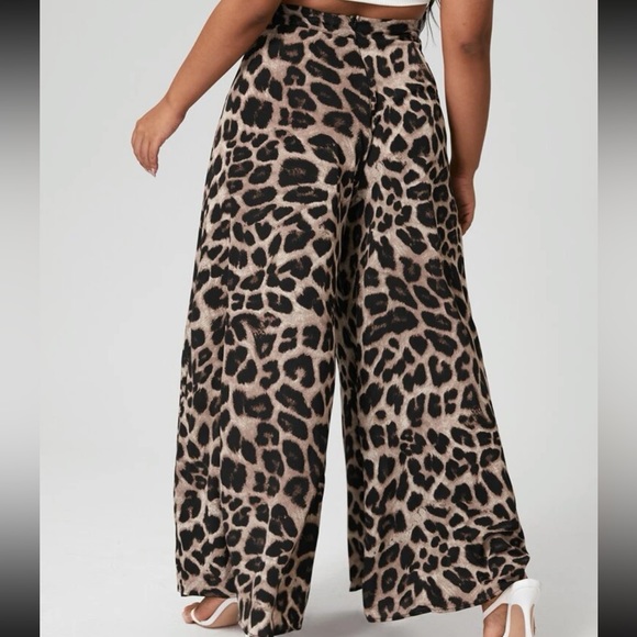 COPY - SHEIN Clasi Plus Wide Leg Leopard Print Pants - Picture 2 of 2